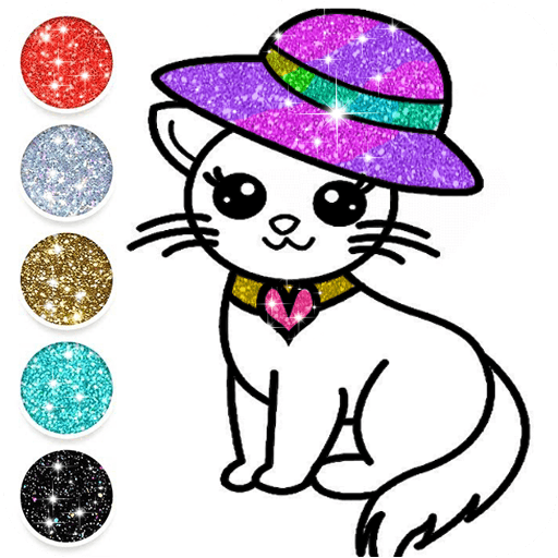 Cute Kitty Coloring Glitter