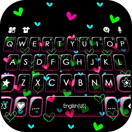 Shiny Neon Hearts Theme