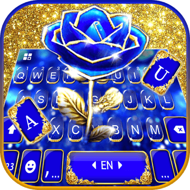 Gold Blue Rose Crystal Keyboar