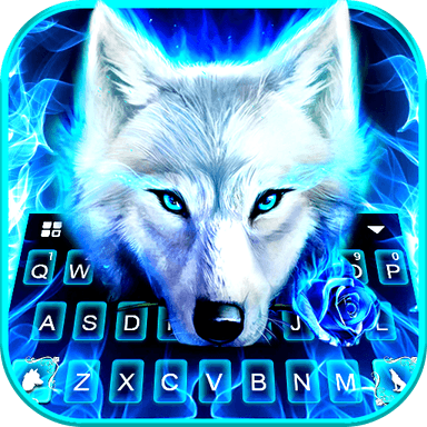 Blue Night Wolf Keyboard Theme