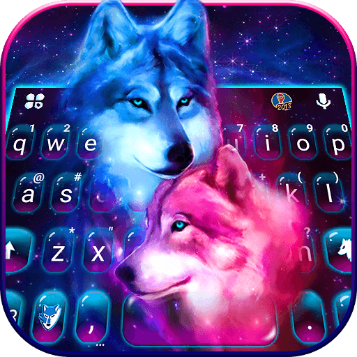 Neon Wolf Galaxy Keyboard Them