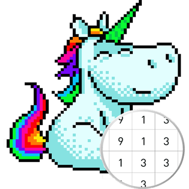 Unicorn Art Pixel - Color By N