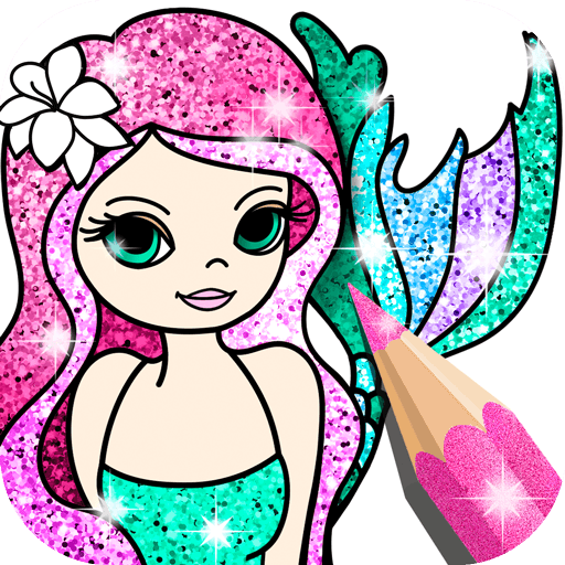 Mermaid Coloring Page Glitter