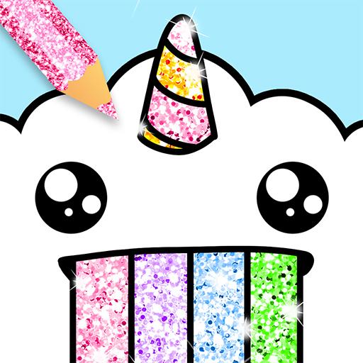 Kawaii Coloring Book Glitter