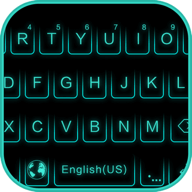 Neon Blue Keyboard Theme