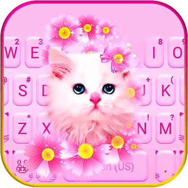 Pink Flowers Kitten Theme